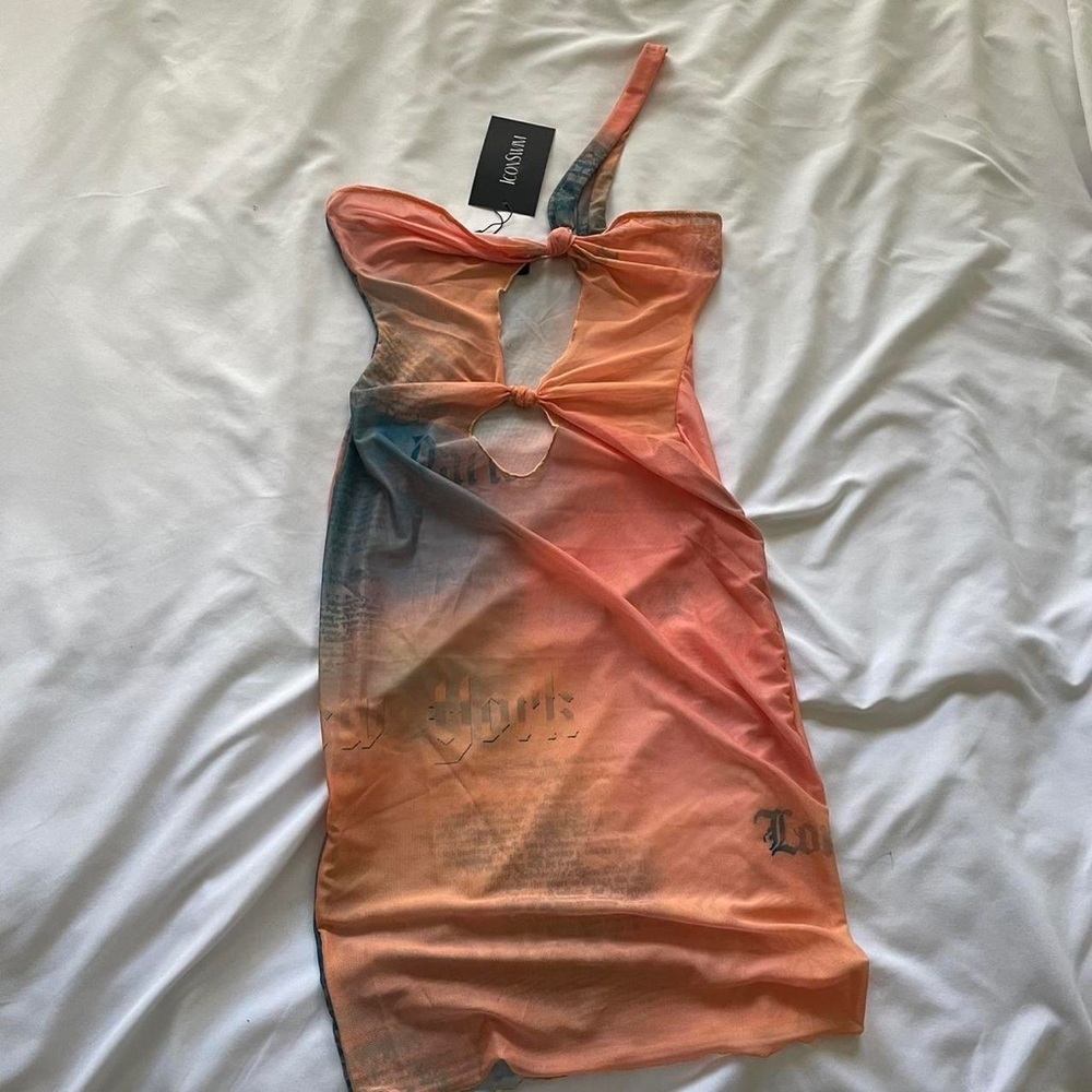 con Swim Sunset Print Mesh Cover-Up Dress Size Large NWT